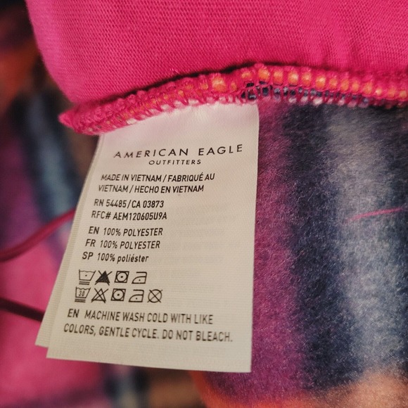 American Eagle Womens Pullover Pink Orange M Mock Neck Quarter Zip Pockets Soft - Picture 10 of 11